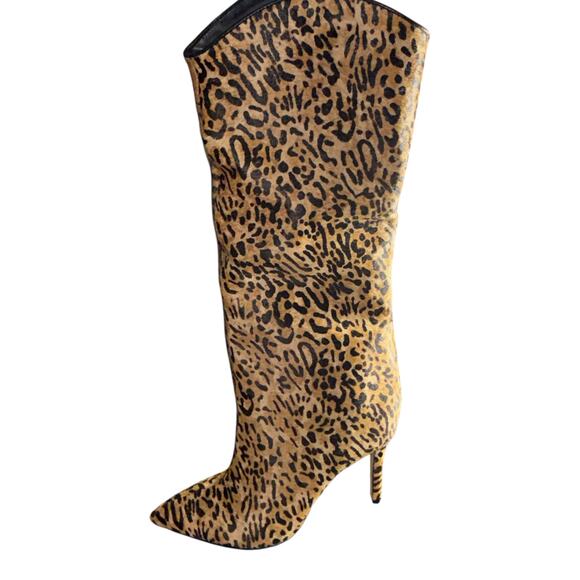Schutz Maryana Wild Leopard Pony Hair Knee High Boots Size 7.5 - Picture 7 of 7
